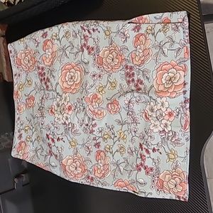 LOFT Floral Pencil Skirt - Pink and Cream